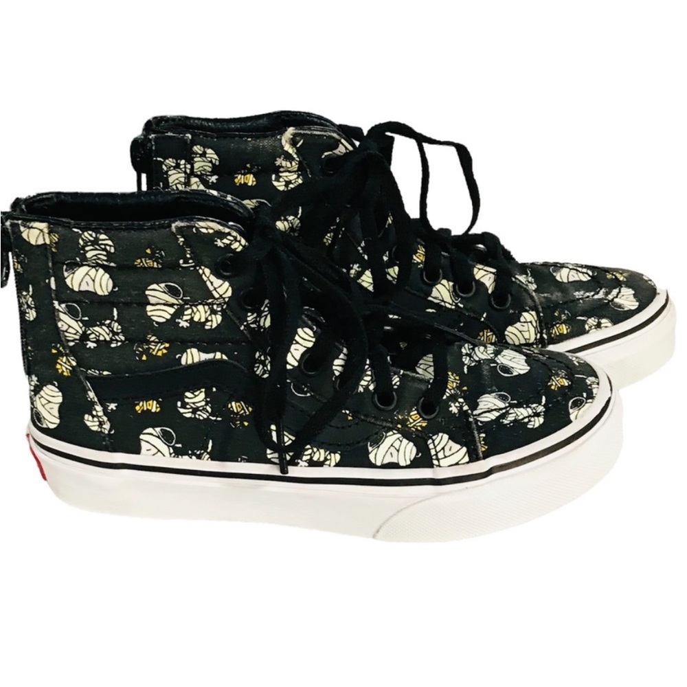 Vans Glow In The Dark Peanuts Charlie Brown Snoopy Zip Up High Top Shoes Size 1